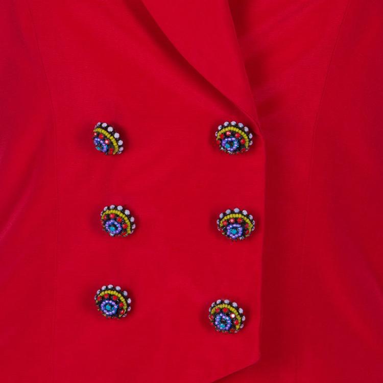 Pre Owned Dior Red Silk Button Vest Top M