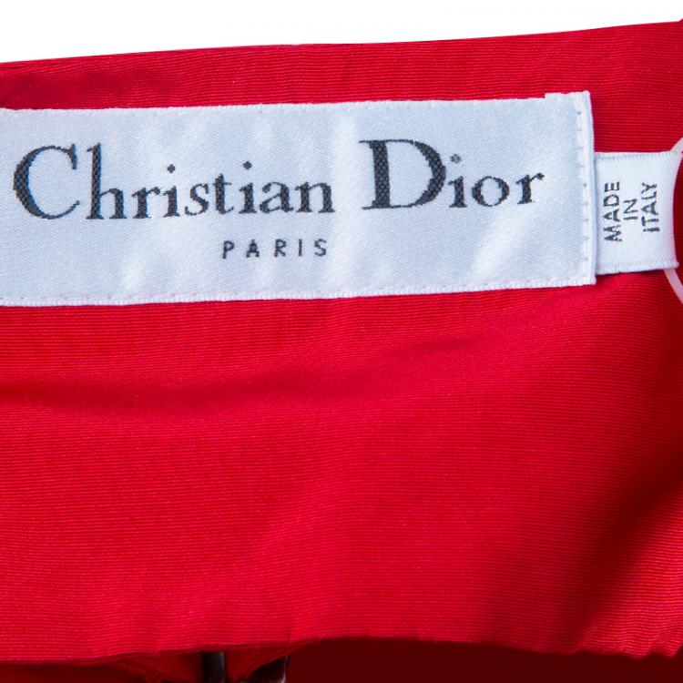 Pre Owned Dior Red Silk Button Vest Top M