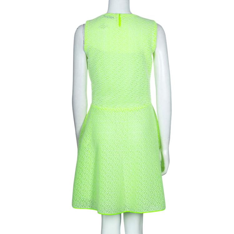 Pre Owned Dior Neon Green Flare Mid-length Dress M