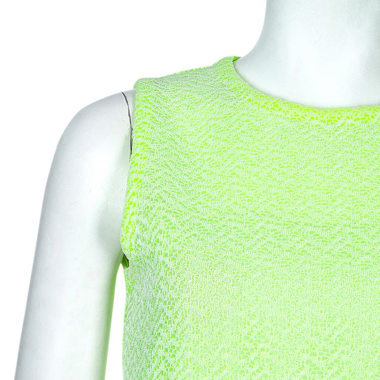 Pre Owned Dior Neon Green Flare Mid-length Dress M