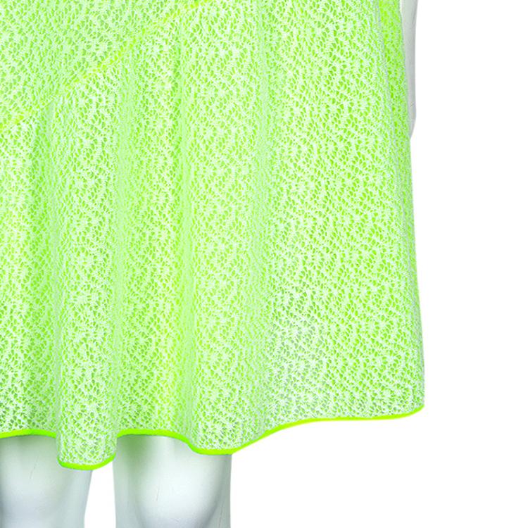 Pre Owned Dior Neon Green Flare Mid-length Dress M