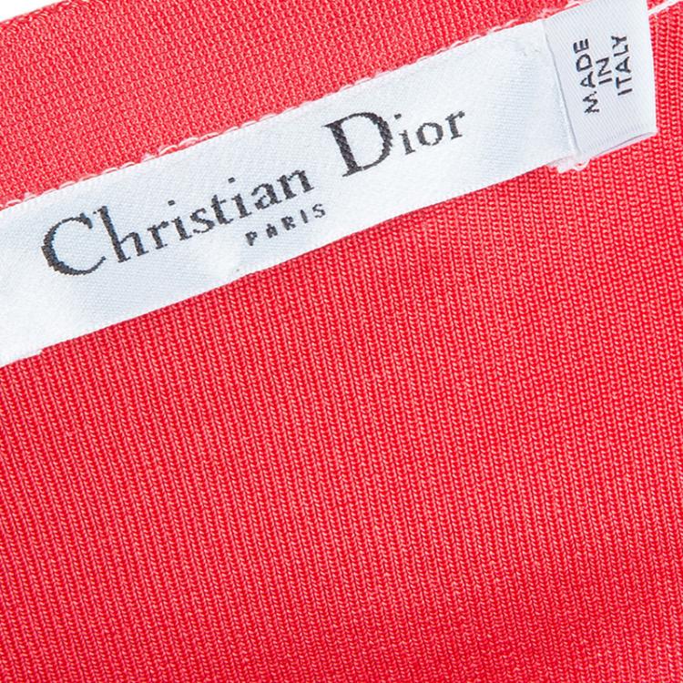 Pre Owned Dior Pink Red Colorblock Skirt M