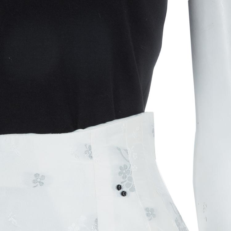 Pre Owned         Dior Cream Lurex Embroidered Silk Skirt S
