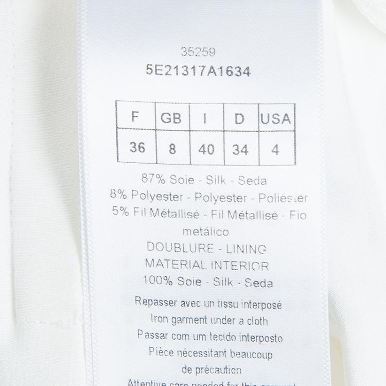 Pre Owned         Dior Cream Lurex Embroidered Silk Skirt S