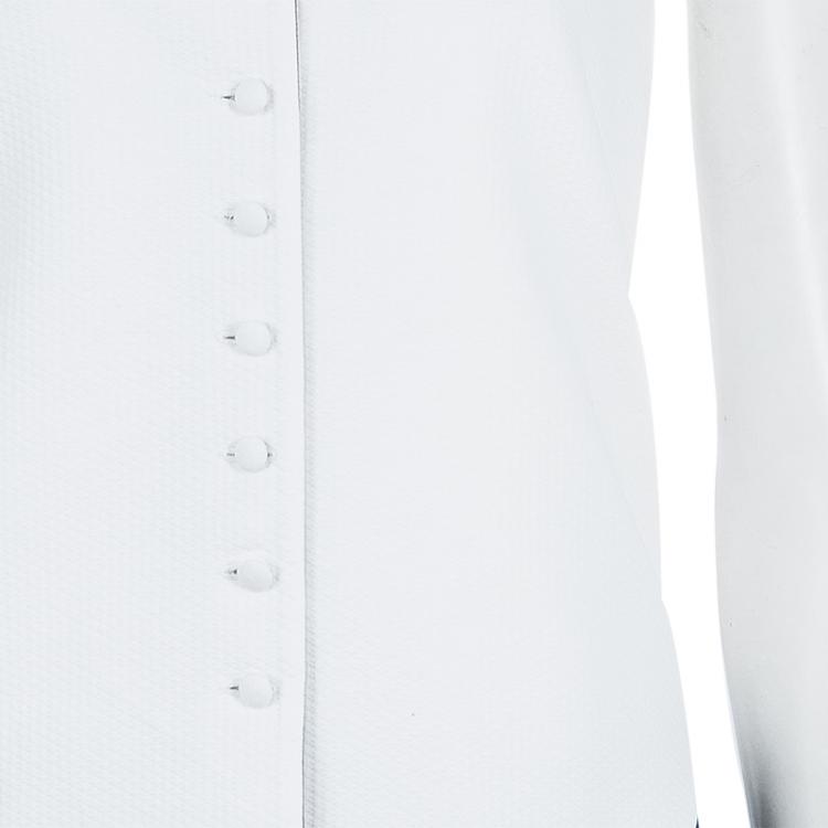 Pre Owned Dior White Contrast Embroidered Collar Sleeveless Buttondown Jacket S