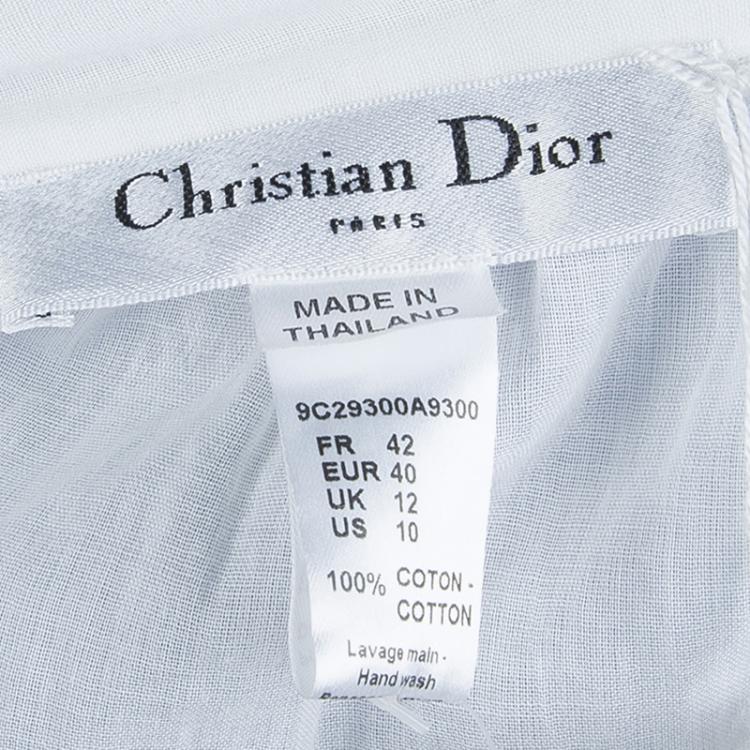 مملوكة مسبقًا Dior White Cotton Voile Tiered Wraparound Mini Skirt M