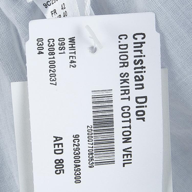 مملوكة مسبقًا Dior White Cotton Voile Tiered Wraparound Mini Skirt M