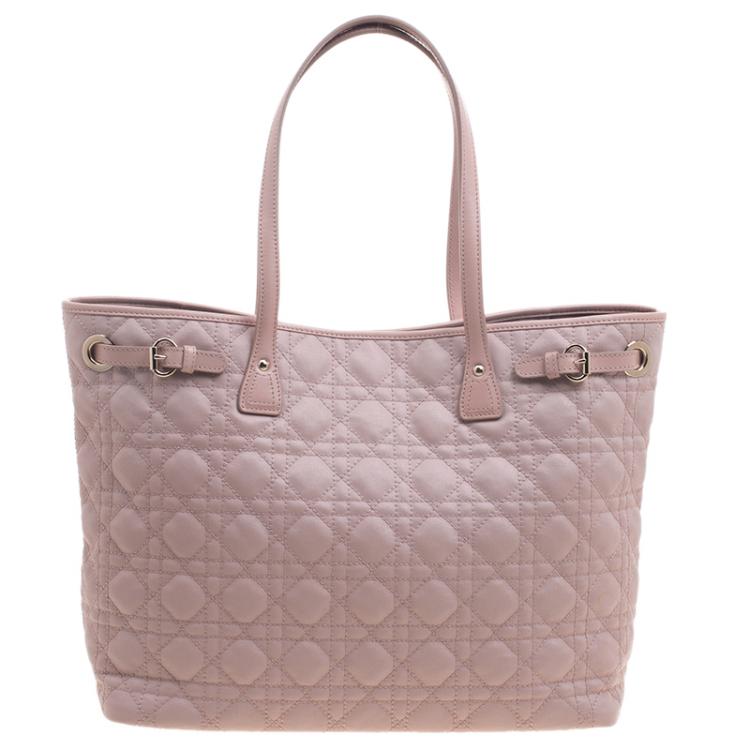 Pre Owned Dior Pink Coated Canvas Medium Panarea Shopper Tote
