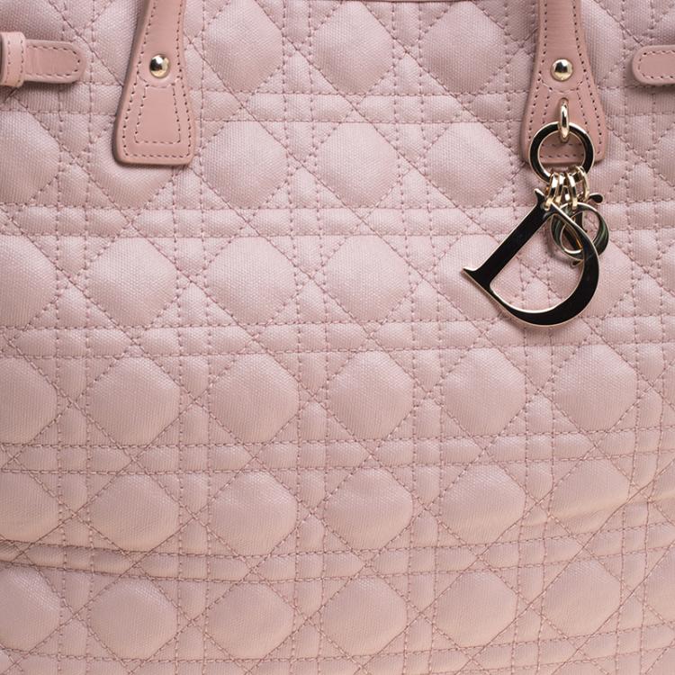 Pre Owned Dior Pink Coated Canvas Medium Panarea Shopper Tote