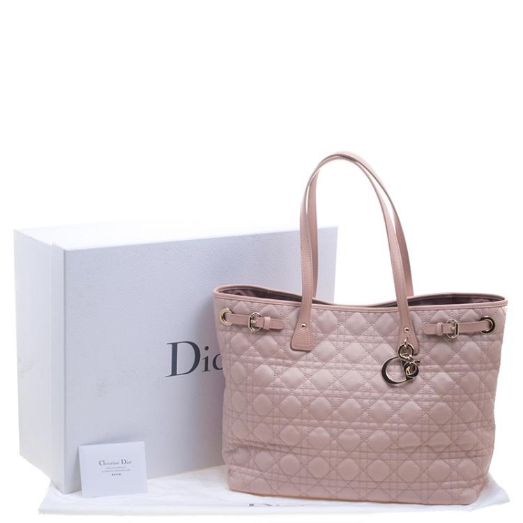 Pre Owned Dior Pink Coated Canvas Medium Panarea Shopper Tote
