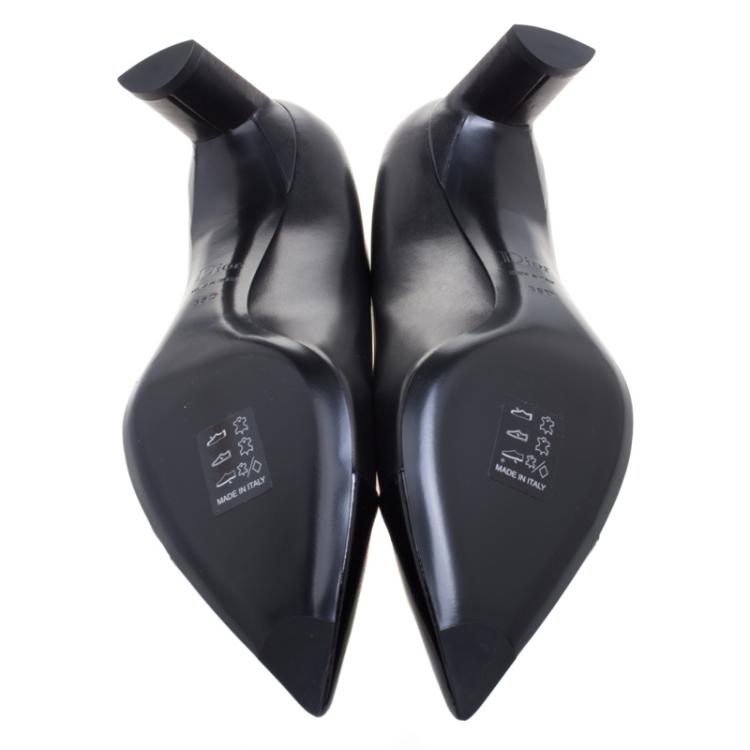 Pre Owned Dior Black Leather Pointed Cap Toe Pumps Size 38