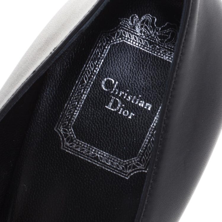 Pre Owned Dior Black Leather Pointed Cap Toe Pumps Size 38