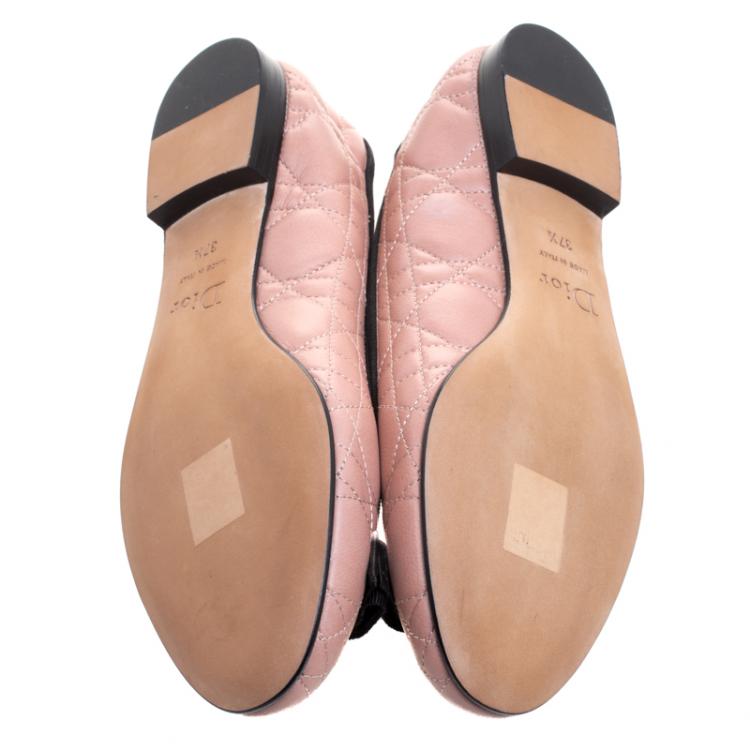 Pre Owned Christian Dior Blush Pink Quilted Cannage Leather My Dior Ballet Flats Size 37.5