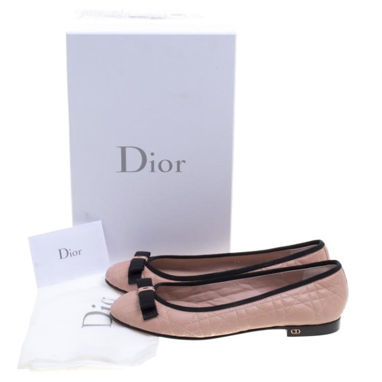 Pre Owned Christian Dior Blush Pink Quilted Cannage Leather My Dior Ballet Flats Size 37.5
