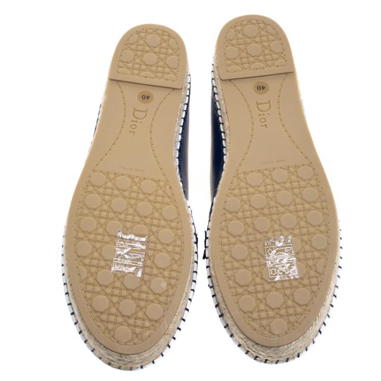 Pre Owned Dior Encore Blue Laser Cut Floral Embellished Leather Flore Espadrilles Size 40