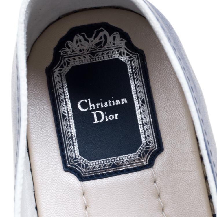 Pre Owned Dior Encore Blue Laser Cut Floral Embellished Leather Flore Espadrilles Size 40