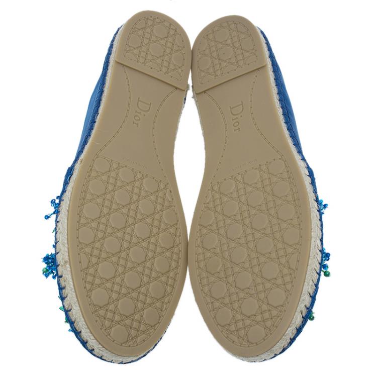 Pre Owned Dior Blue Embellished Fabric Espadrilles Size 40