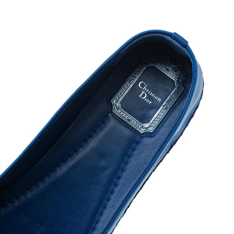 Pre Owned Dior Blue Embellished Fabric Espadrilles Size 40