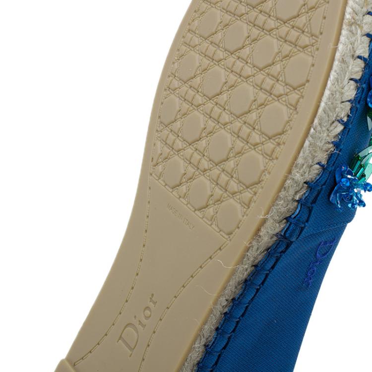 Pre Owned Dior Blue Embellished Fabric Espadrilles Size 40