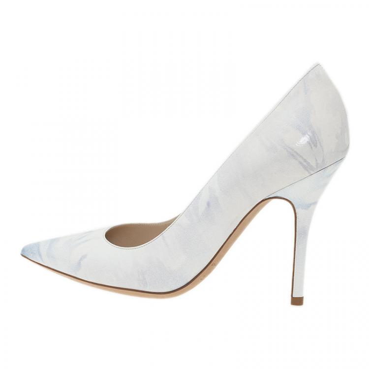 Pre Owned Dior Grey Shaded Patent Leather Pointed Toe Pumps Size 36