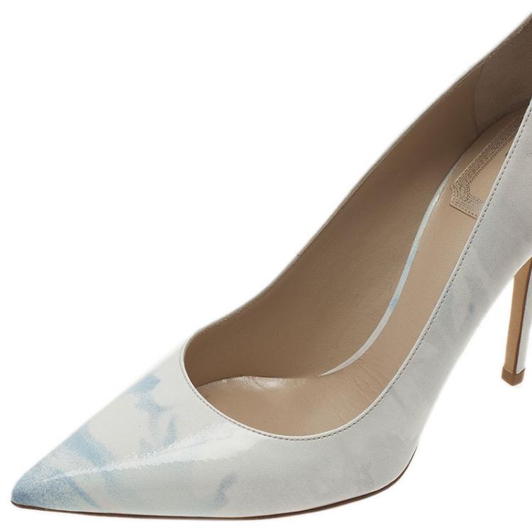 Pre Owned Dior Grey Shaded Patent Leather Pointed Toe Pumps Size 36