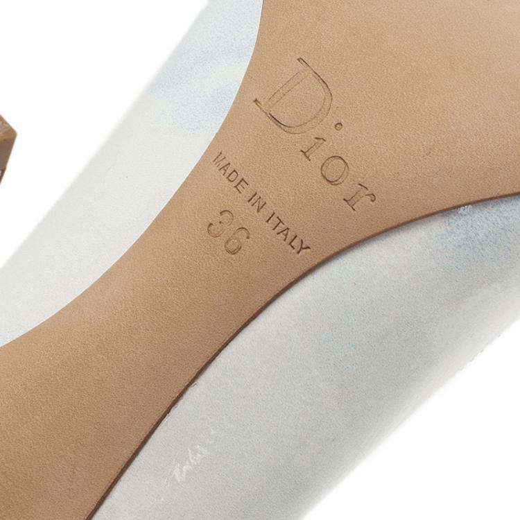 Pre Owned Dior Grey Shaded Patent Leather Pointed Toe Pumps Size 36