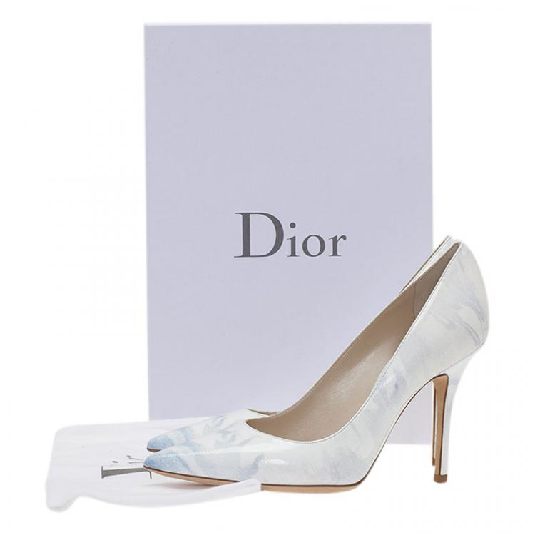 Pre Owned Dior Grey Shaded Patent Leather Pointed Toe Pumps Size 36