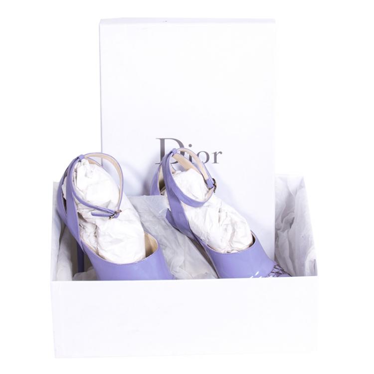 Pre Owned Dior Purple Patent Leather and Python Ankle Strap Pumps Size 37