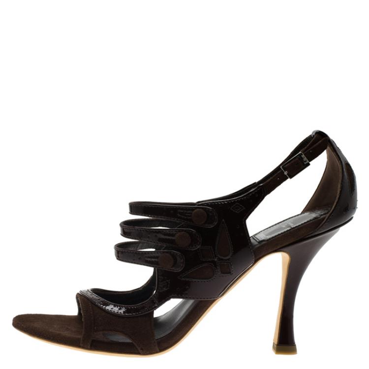 Pre Owned Dior Brown Leather and Suede Mary Jane Pumps Size 38.5