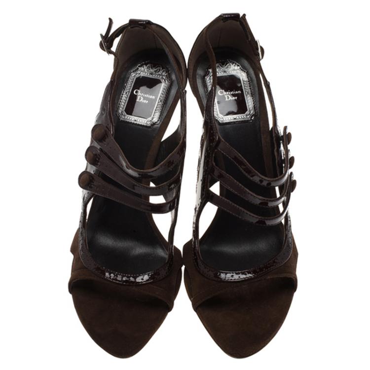 Pre Owned Dior Brown Leather and Suede Mary Jane Pumps Size 38.5
