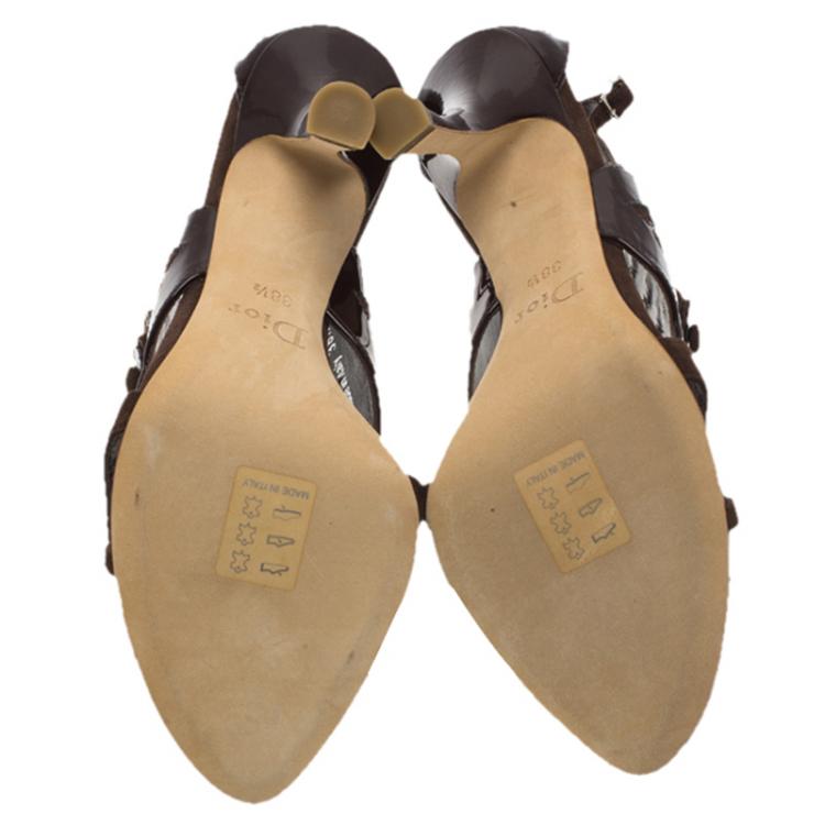 Pre Owned Dior Brown Leather and Suede Mary Jane Pumps Size 38.5