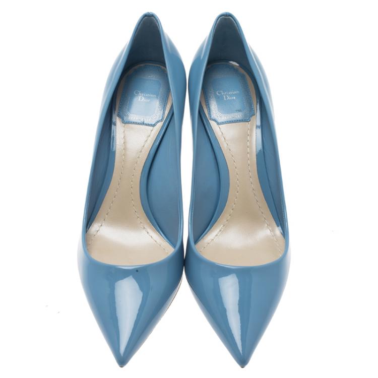 Pre Owned Dior Light Blue Patent Leather Pumps Size 37