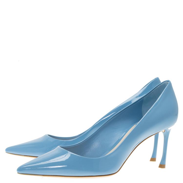 Pre Owned Dior Light Blue Patent Leather Pumps Size 37