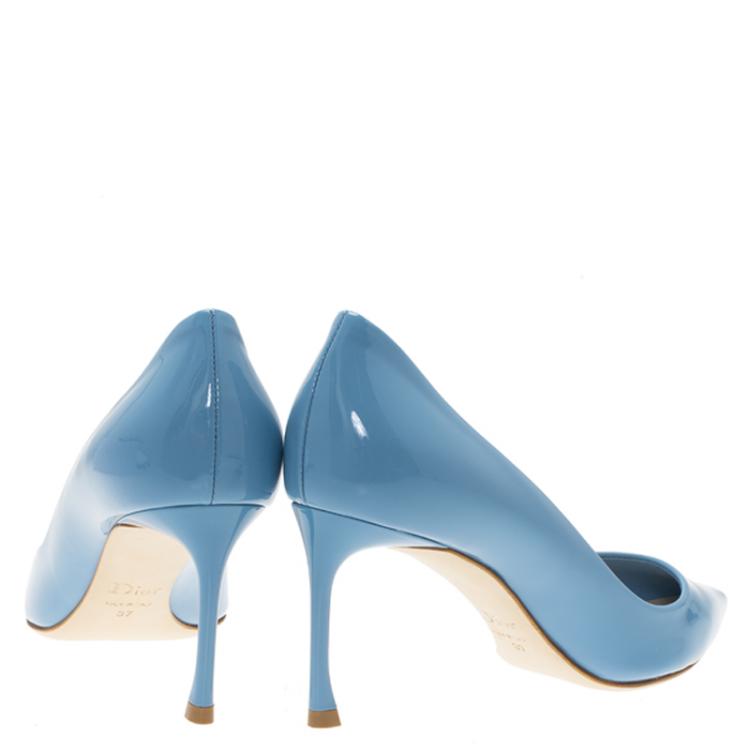 Pre Owned Dior Light Blue Patent Leather Pumps Size 37