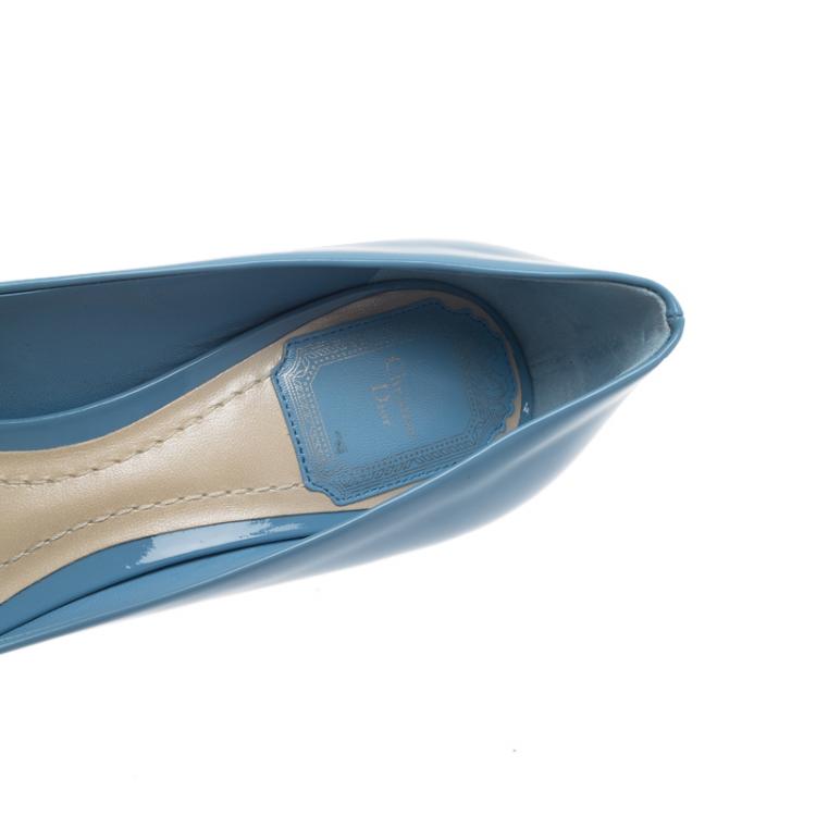Pre Owned Dior Light Blue Patent Leather Pumps Size 37