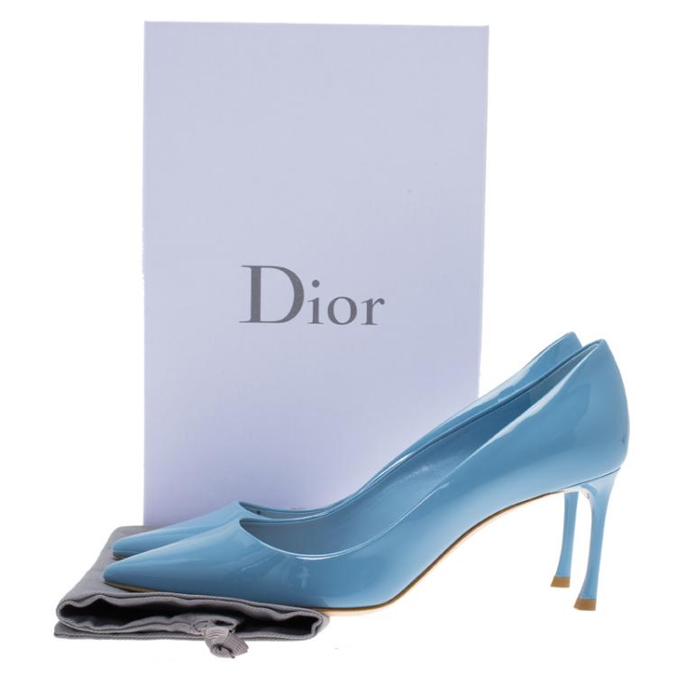 Pre Owned Dior Light Blue Patent Leather Pumps Size 37