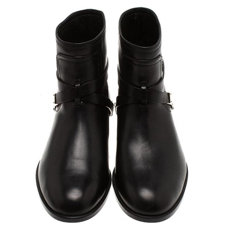 Pre Owned Dior Black Leather Ride Low Ankle Boots Size 39