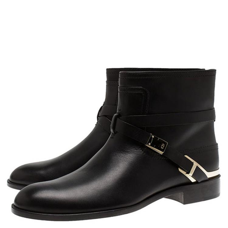 Pre Owned Dior Black Leather Ride Low Ankle Boots Size 39