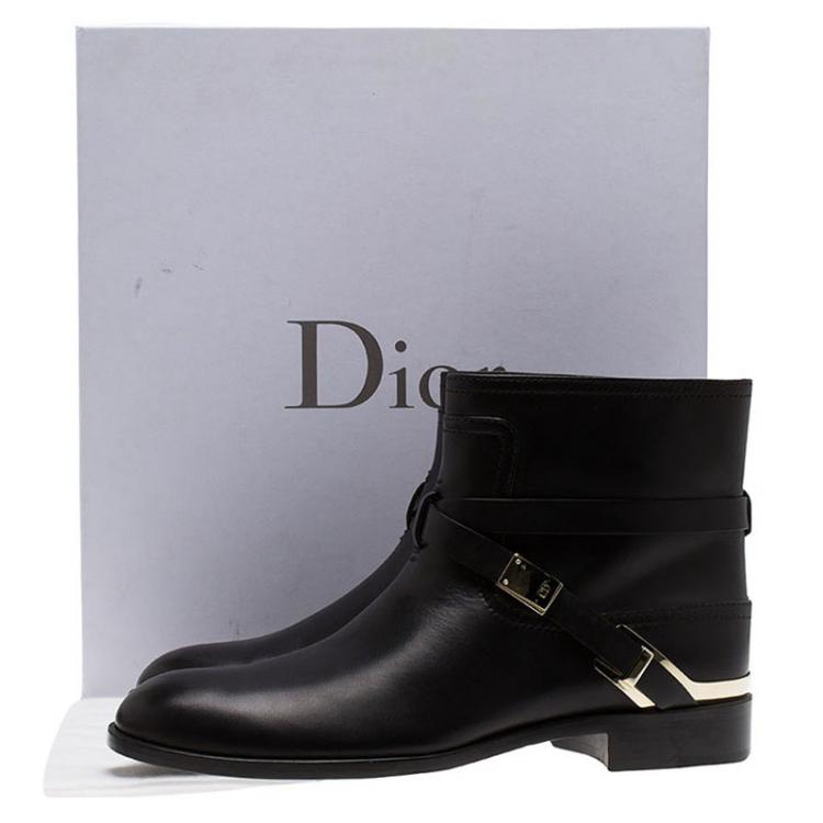 Pre Owned Dior Black Leather Ride Low Ankle Boots Size 39
