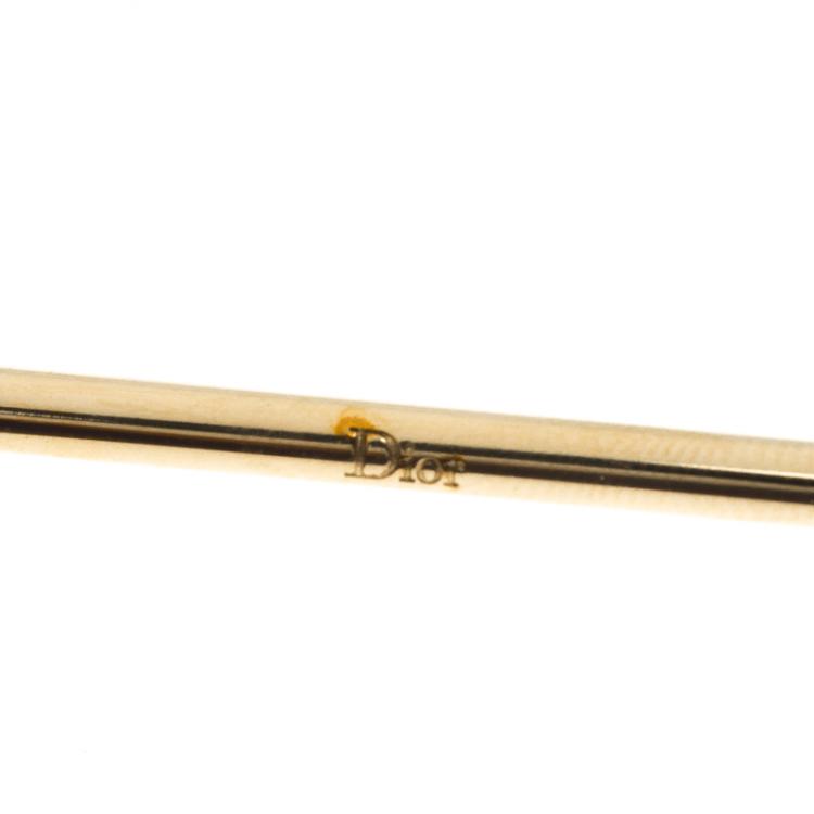 Pre Owned Dior Purple Leather & Faux Pearl Cuff Bracelet S