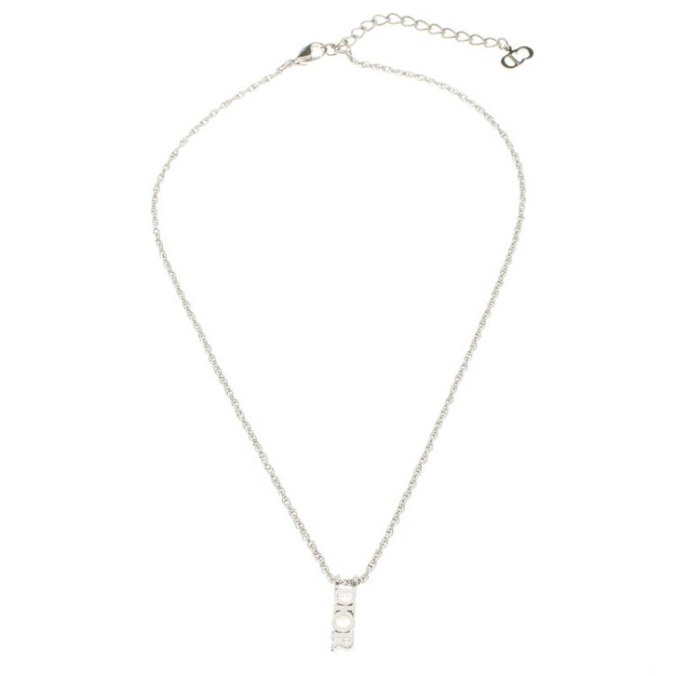 Pre Owned Dior Silver-tone Logo Necklace