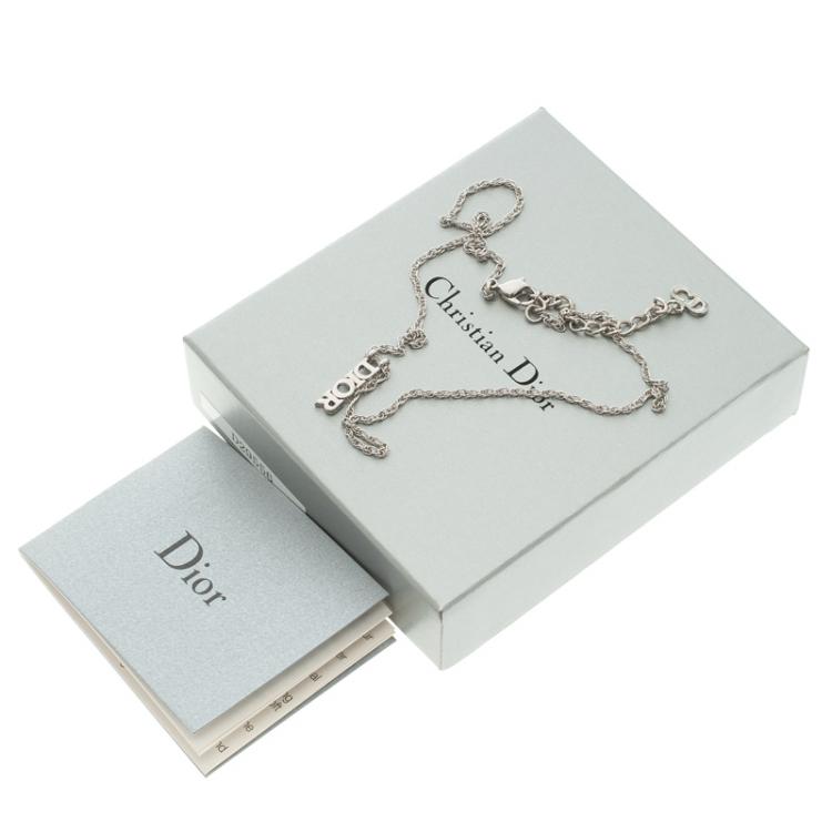 Pre Owned Dior Silver-tone Logo Necklace