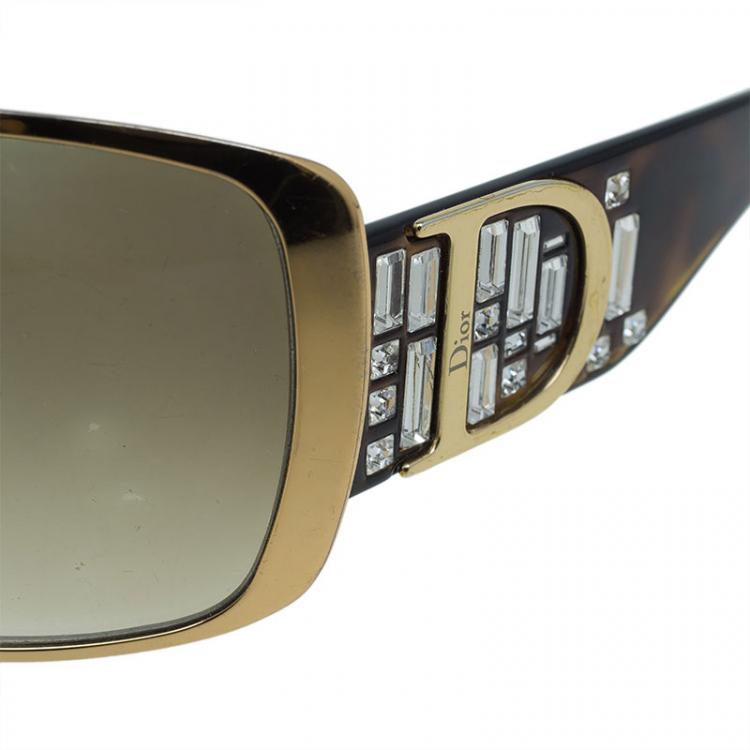 Pre Owned Dior Tortoise Frame Indinight 1 Shield Sunglasses