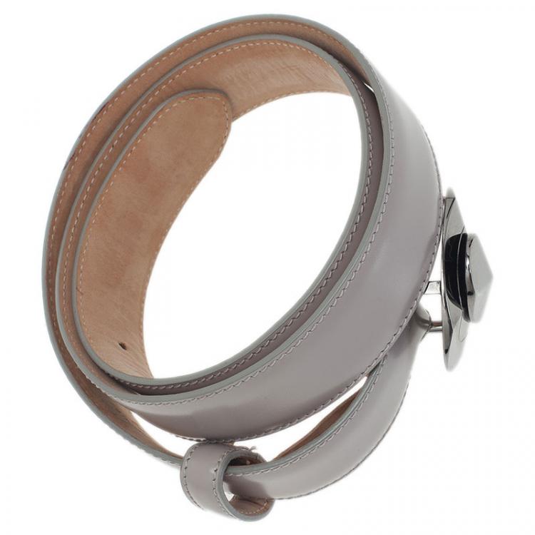 Pre Owned Dior Grey Leather Belt 85 CM