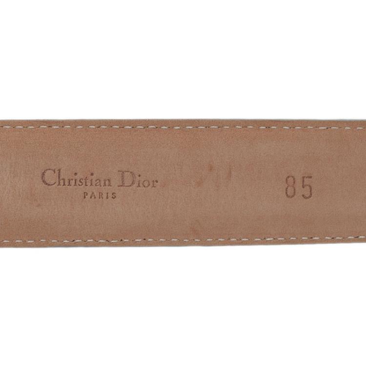 Pre Owned Dior Grey Leather Belt 85 CM