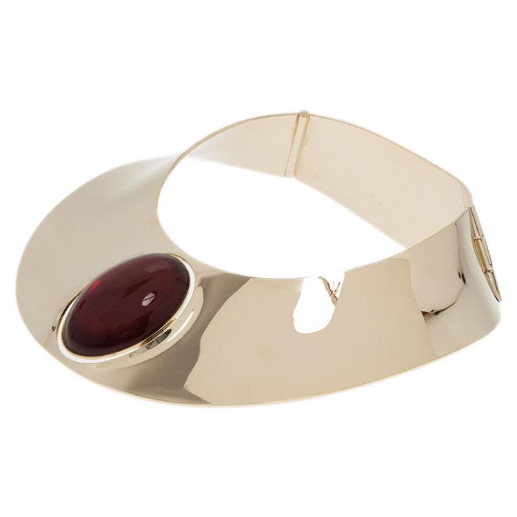 Pre Owned Dior Red Stone Gold Tone Collar Necklace
