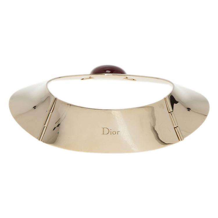 Pre Owned Dior Red Stone Gold Tone Collar Necklace
