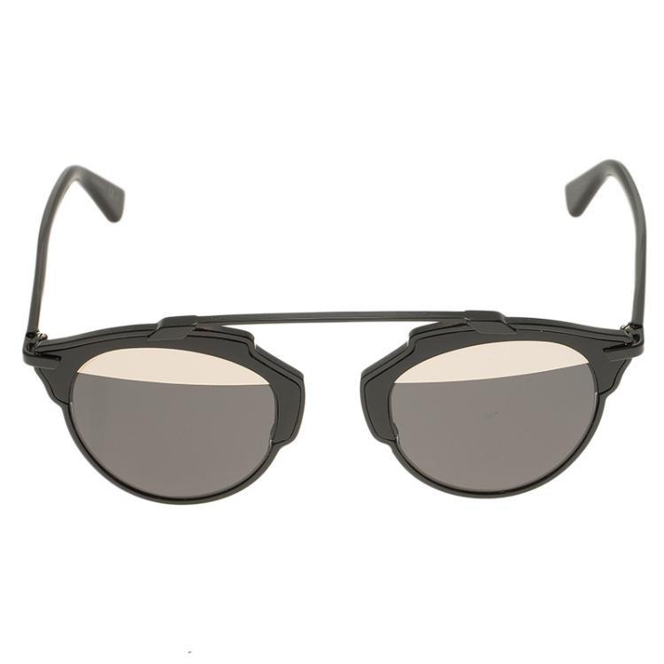 Pre Owned Dior Black So Real Round Aviator Sunglasses