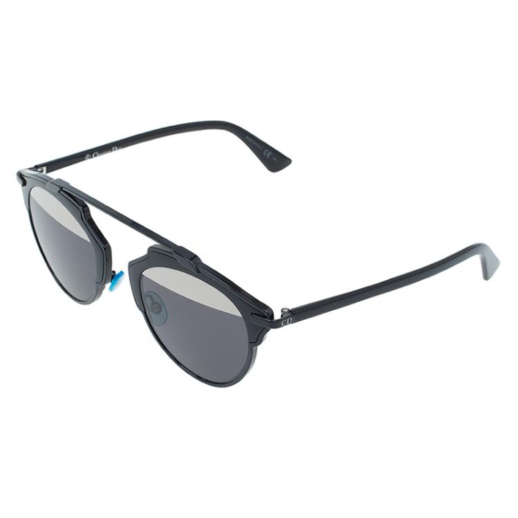 Pre Owned Dior Black So Real Round Aviator Sunglasses