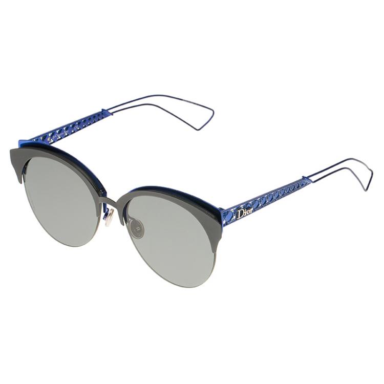 Pre Owned Dior Diorama Club Black and Blue Round Sunglasses 